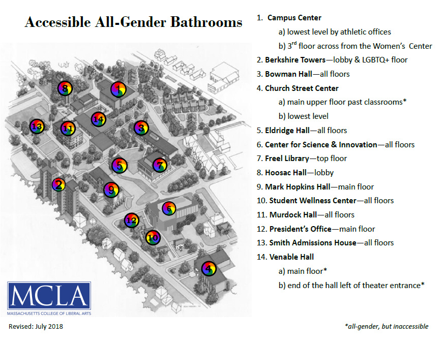 Restroom map All-Gender Restrooms on Campus