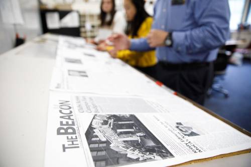 MCLA's newspaper The Beacon being produced
