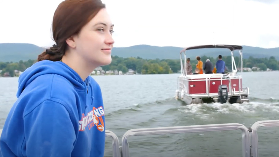 Student on a boat