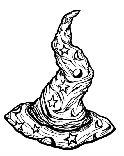 Drawing of a witches hat