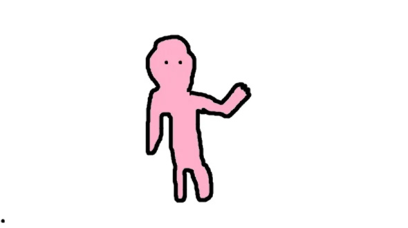 Drawing of pink man
