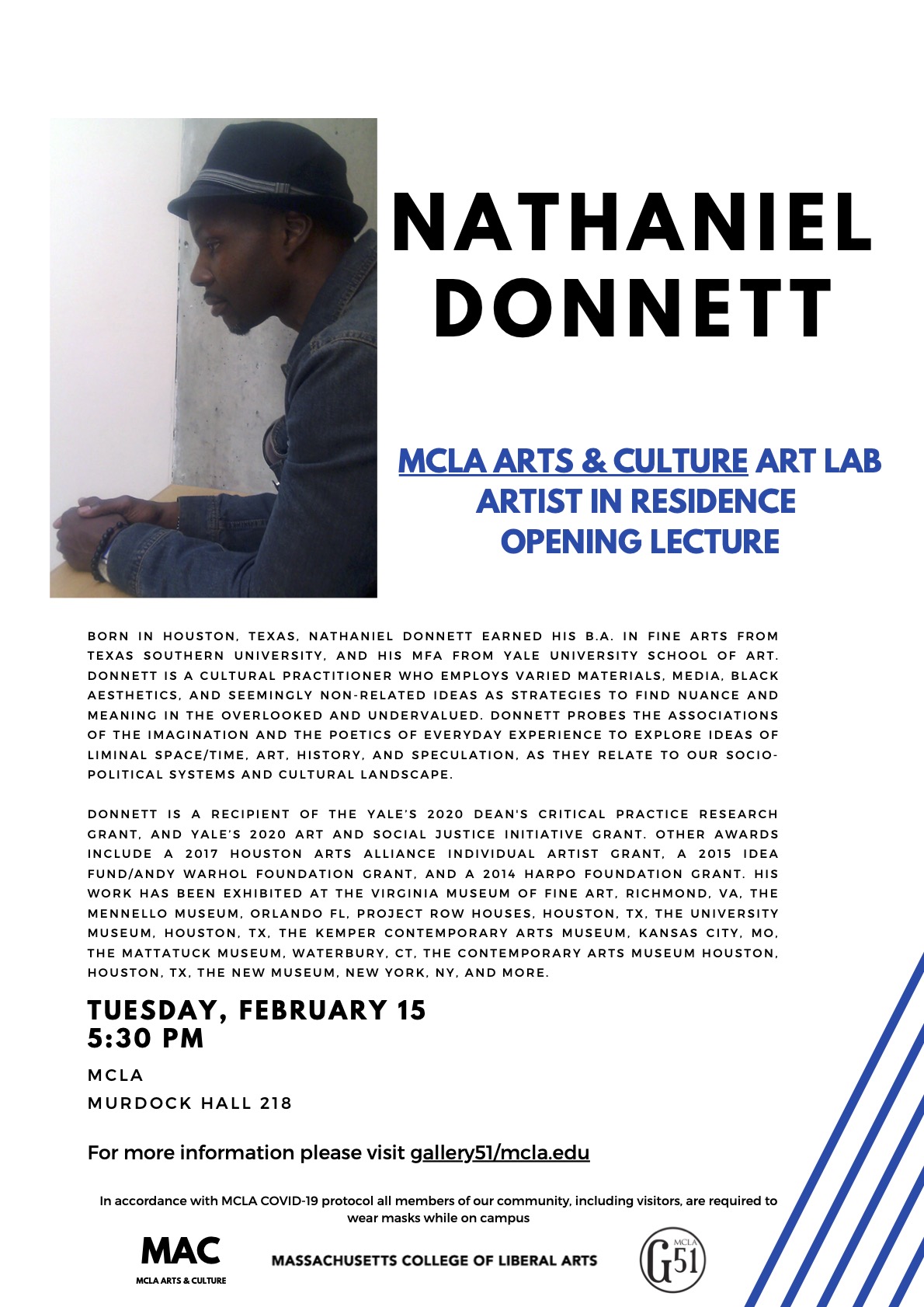 Flyer for Nathaniel Donnett Opening Lecture