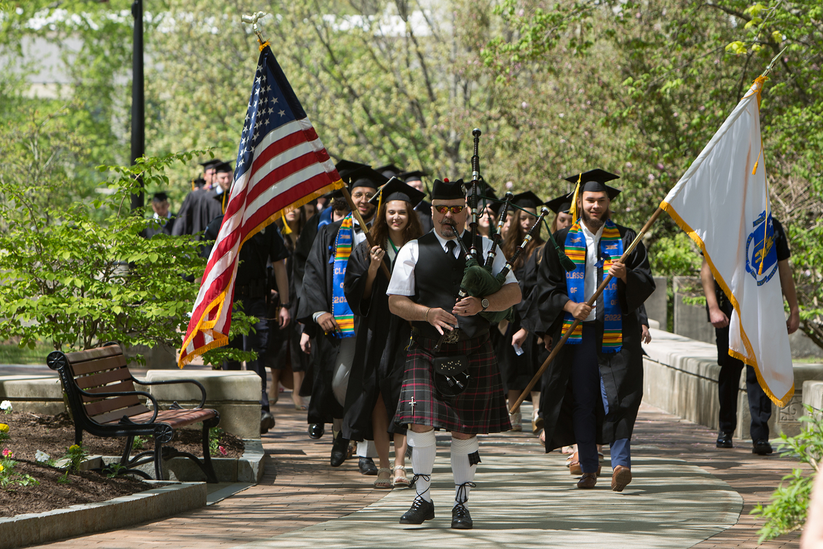 Commencement ceremony on campus grounds.